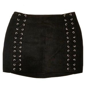 Divided H&M Black Suede Mini Skirt